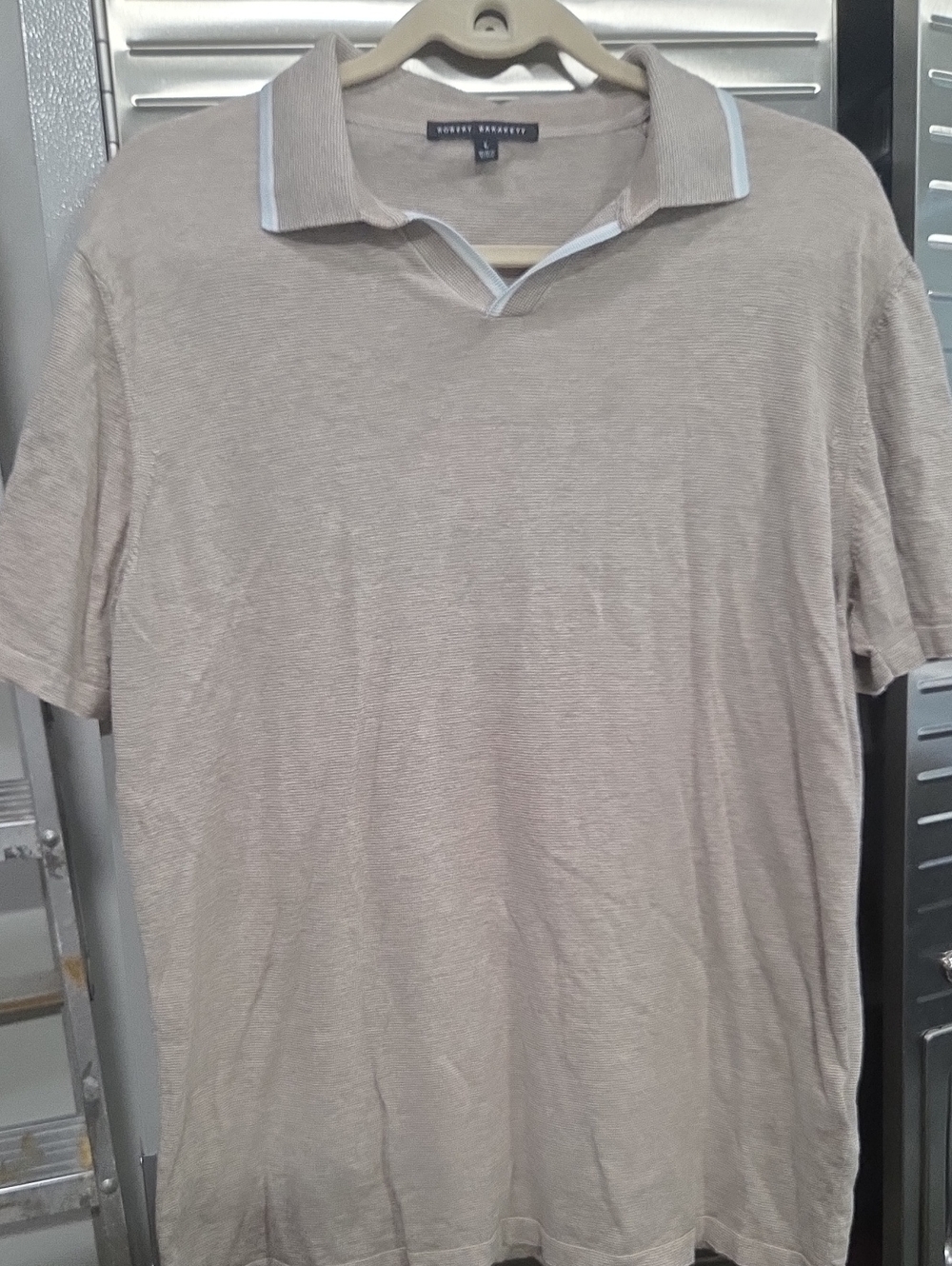 Robert Barakett Beige Polo with Contrast Trim